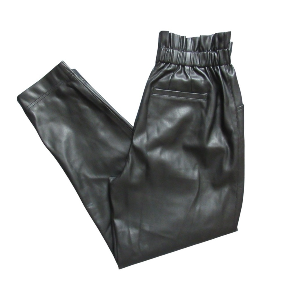 Madewell Black Paper Bag Faux Leather Pants 4 Pockets High Rise Tapered Goth
